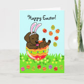 Paaseichocolade labrador Puppy Cartoon Feestdagen Kaart (Voorkant)