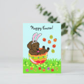 Paaseichocolade labrador Puppy Cartoon Feestdagenkaart (Staand voorkant)