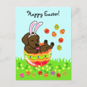 Paaseichocolade labrador Puppy Cartoon Feestdagenkaart (Voorkant)
