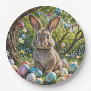 Paaseierboom met konijn papieren bordje