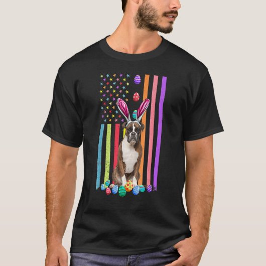 Paaseieren Amerikaanse vlag Boxer Hond T-shirt (Voorkant)