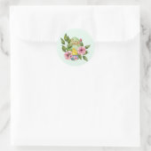 Paaseieren, Baby chick, roze lentbloemen Ronde Sticker (Tas)