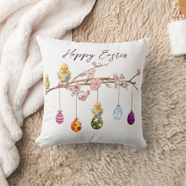 Paaseieren Baby Chicks Happy Easter Kussen (Deken)