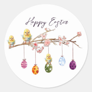 Paaseieren Baby Chicks Happy Easter Ronde Sticker