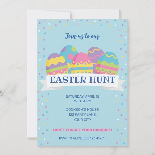 Paaseieren - BEDRAG - INVITATIE Aankondiging (Voorkant)