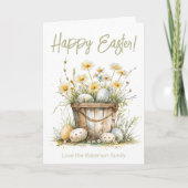 Paaseieren Beige Flowers Vakantie Kaart (Voorkant)