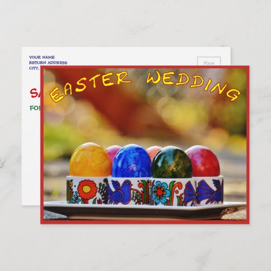 Paaseieren bewaren de datum-briefkaart aankondigingskaart (Voorkant / Achterkant)