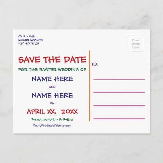 Paaseieren bewaren de datum-briefkaart aankondigingskaart (Achterkant)