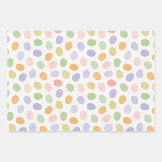 Paaseieren, bloemen en strepen inpakpapier vel (Voorkant)