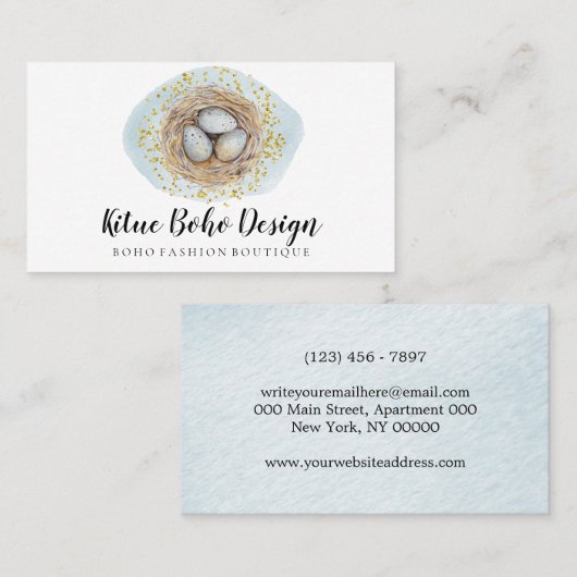 Paaseieren Boho Girly Bird Nest Visitekaartje (Voorkant / Achterkant)