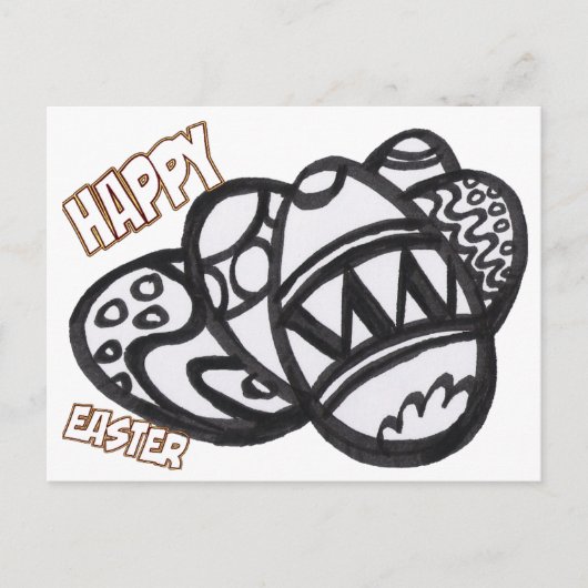 Paaseieren, Briefkaart voor het kleuren van Afbeel (Voorkant)