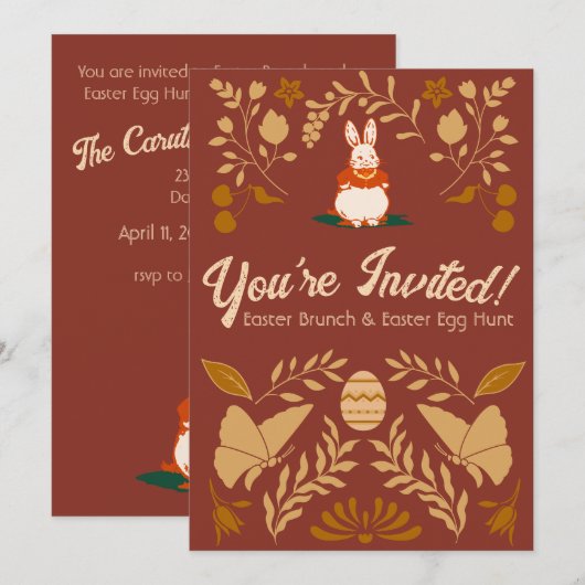 paaseieren Brunch en Egg Hunt uitnodiging (Voorkant / Achterkant)
