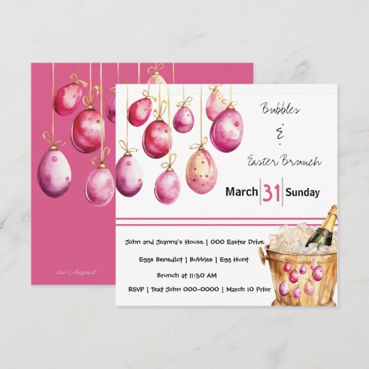 Paaseieren, bubbels en paasbrunch kaart (Voorkant / Achterkant)