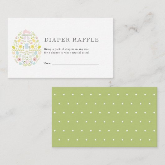 Paaseieren Bunny Baby shower Luier Raffle Ticket Informatiekaartje (Voorkant / Achterkant)