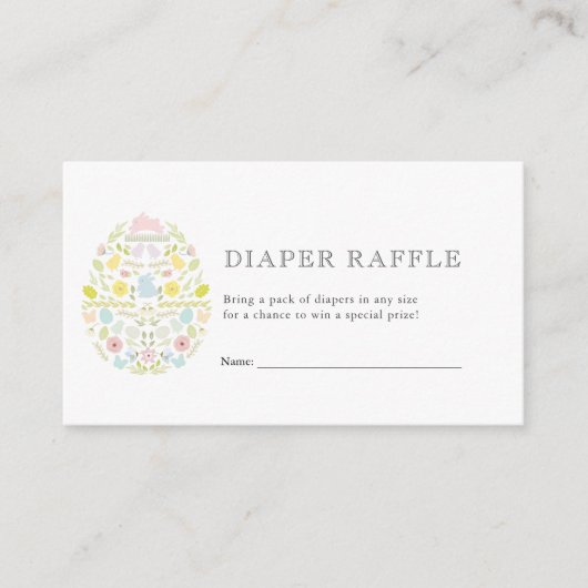 Paaseieren Bunny Baby shower Luier Raffle Ticket Informatiekaartje (Voorkant)