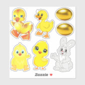 Paaseieren, Bunny, Ducklings en Kippen Sticker (Vel)