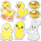 Paaseieren, Bunny, Ducklings en Kippen Sticker (Voorkant)
