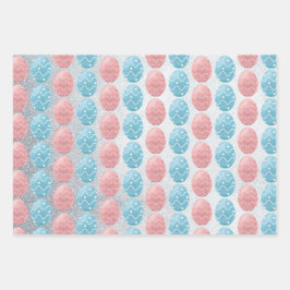 Paaseieren Bunny Silver Glitter Elegant Modern Inpakpapier Vel