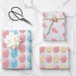 Paaseieren Bunny Silver Glitter Elegant Modern Inpakpapier Vel