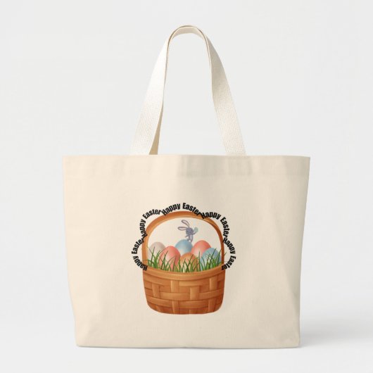 Paaseieren Canvas tas – Bunny, Pastel Eggs & Sprin (Voorkant)