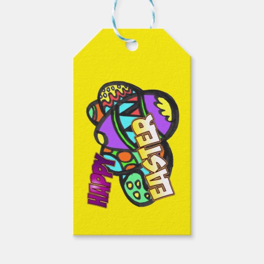 Paaseieren Cartoon Cust. CadeauLabels (Voorkant)