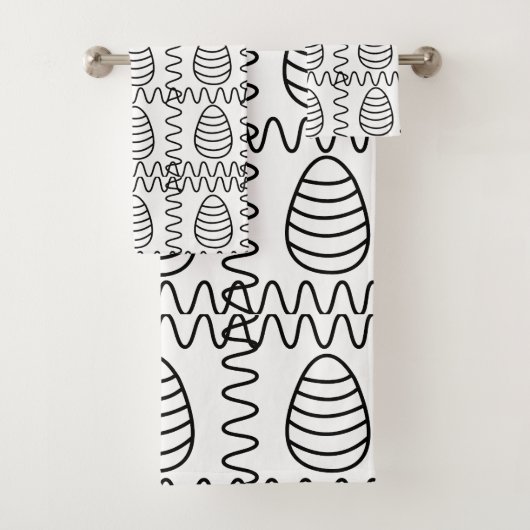 Paaseieren Chevron Black en White Happy Easter Bad Handdoek (Insitu)