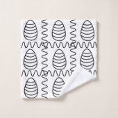 Paaseieren Chevron Black en White Happy Easter Bad Handdoek (Wasdoekje)