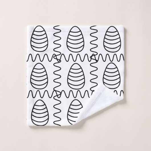 Paaseieren Chevron Black en White Happy Easter Bad Handdoek (Wasdoekje)