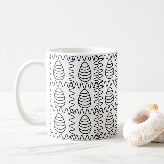 Paaseieren Chevron Black en White Happy Easter Koffiemok (Met donut)