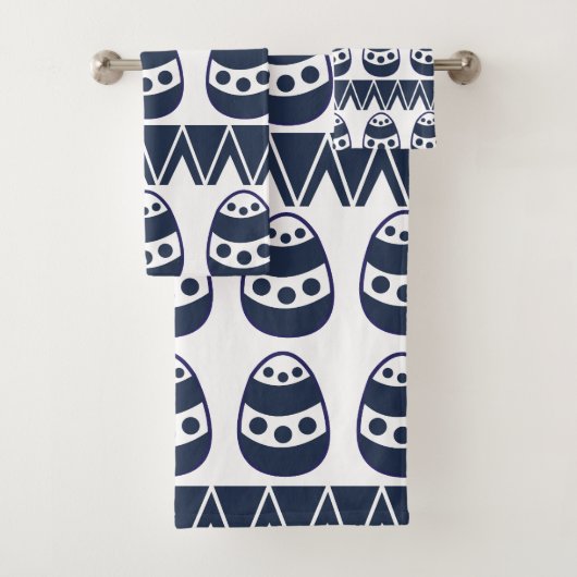 Paaseieren Chevron Stripes Happy Paaspatroon Bad Handdoek (Insitu)
