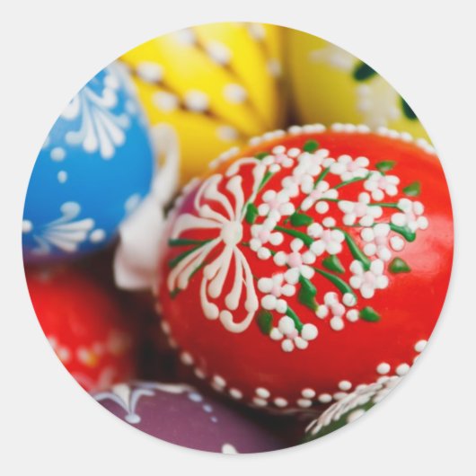 Paaseieren Colorful Holiday Pattern Spring Art Ronde Sticker (Voorkant)