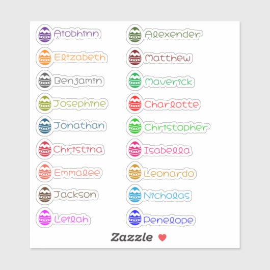 Paaseieren Custom Meerdere namen Stickers (Vel)