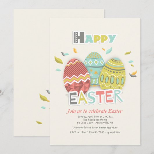 Paaseieren drie uitnodiging (Voorkant / Achterkant)