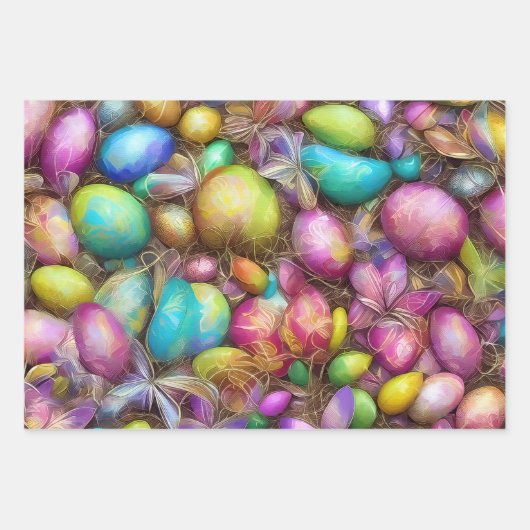 Paaseieren en bloemen. 007 Papierblad voor onmidde Inpakpapier Vel (Voorkant)