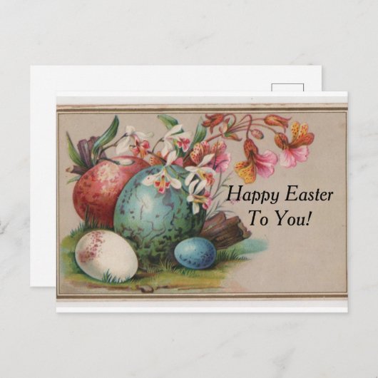  paaseieren en -bloemen briefkaart (Voorkant / Achterkant)