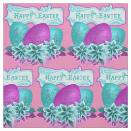 Paaseieren en bloemen Gelukkig Pasen 4.5" Stof