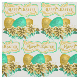 Paaseieren en bloemen Gelukkig Pasen 4.5" Stof