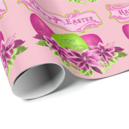 Paaseieren en bloemen Gelukkig Pasen Cadeaupapier