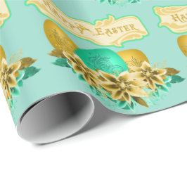 Paaseieren en bloemen Gelukkig Pasen Cadeaupapier