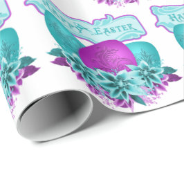 Paaseieren en bloemen Gelukkig Pasen Cadeaupapier