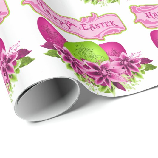 Paaseieren en bloemen Gelukkig Pasen Cadeaupapier (Rol Hoek)
