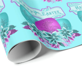 Paaseieren en bloemen Gelukkig Pasen Cadeaupapier