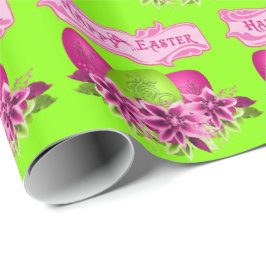 Paaseieren en bloemen Gelukkig Pasen Cadeaupapier