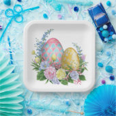 Paaseieren en -bloemen papieren bordje (Feest)