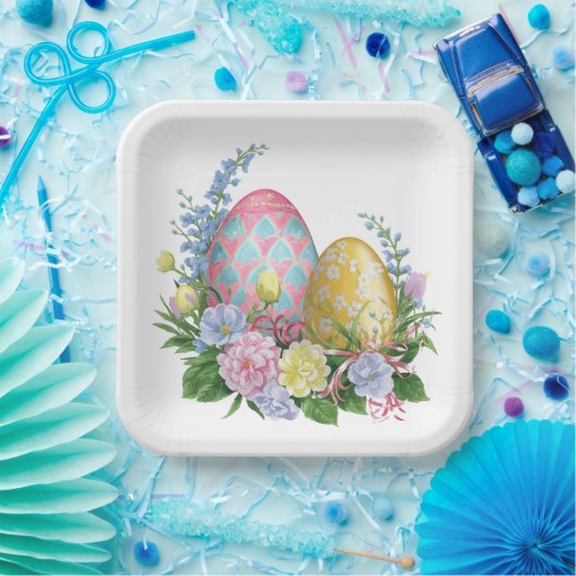 Paaseieren en -bloemen papieren bordje (Feest)