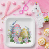 Paaseieren en -bloemen papieren bordje (Feest)
