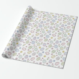 Paaseieren en Bloemen Pastelkleuren Cadeaupapier