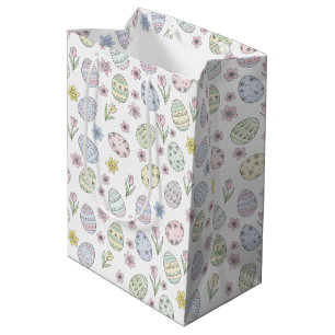 Paaseieren en Bloemen Pastelkleuren Medium Cadeauzakje