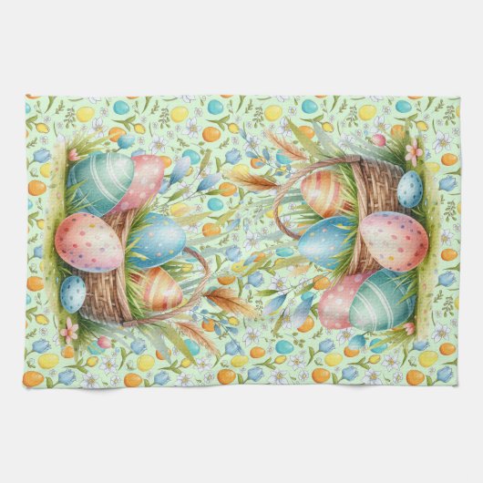 Paaseieren en -bloemen theedoek (Horizontaal)