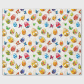 Paaseieren en botervliegen cadeaupapier (Vlak)